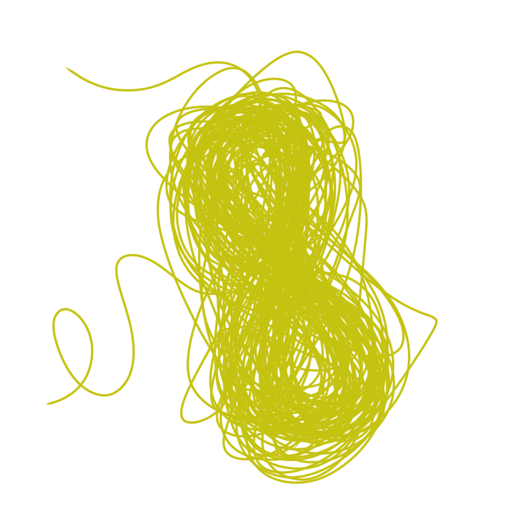 A skien of fine, yellow yarn.